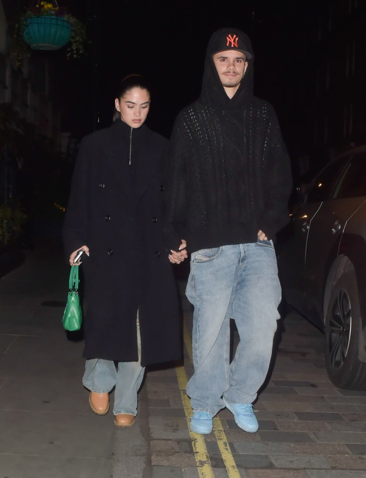 Romeo Beckham and Kim Turnbull head out to dinner