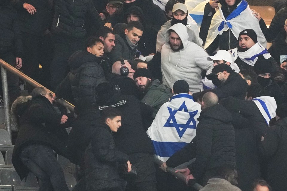 Footage showed fans arguing in stands during the UEFA Nations League soccer match