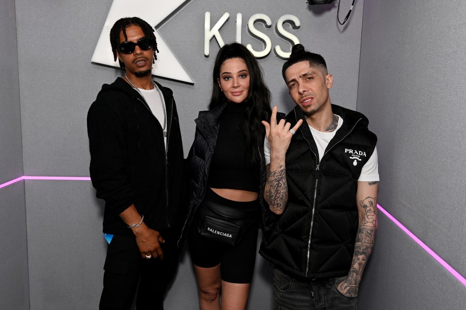 Tulisa with her N-Dubz band mates Dappy and Fazer