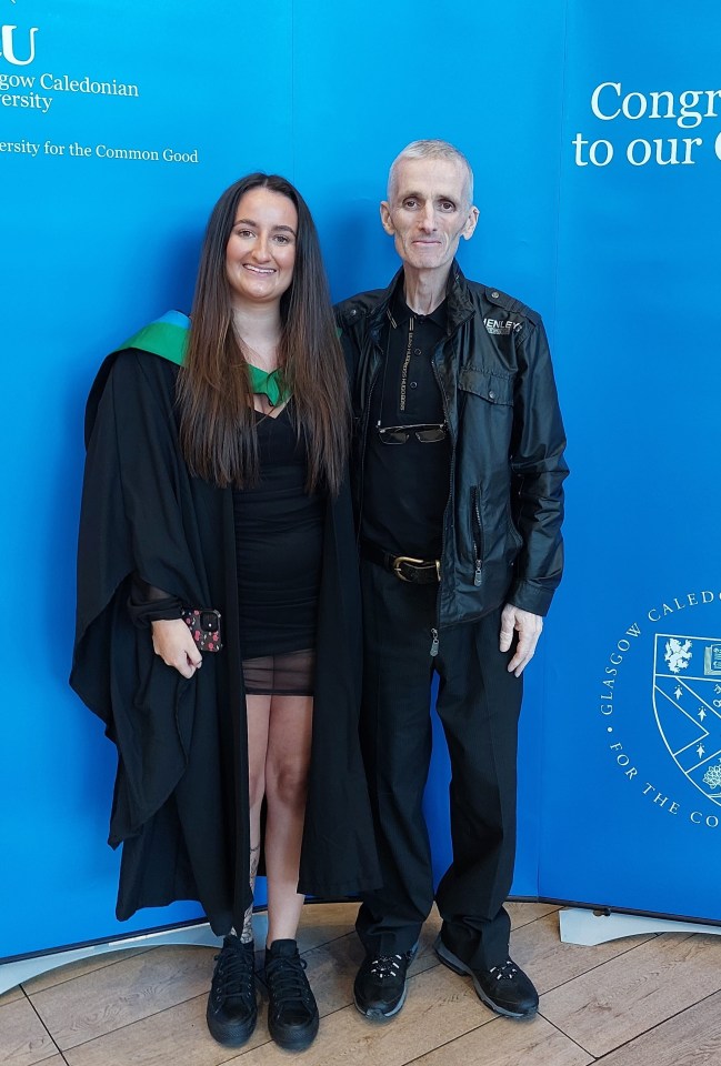 Just weeks before he died, Gordon realised his last wish to see his daughter Amy graduate