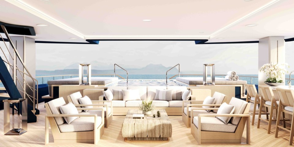 an artist 's impression of a living room on a boat