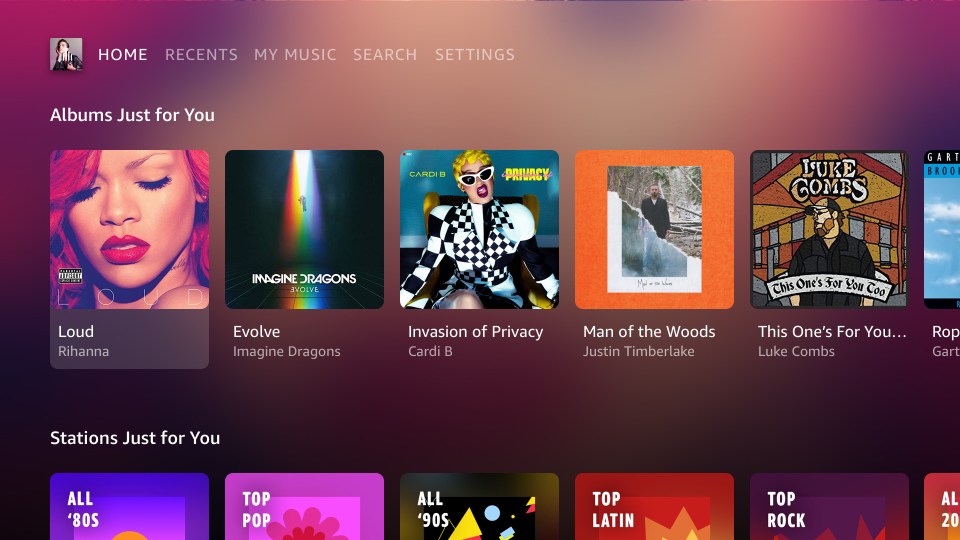 The Amazon Music app is available on Fire TVs, turning your television into a sound system