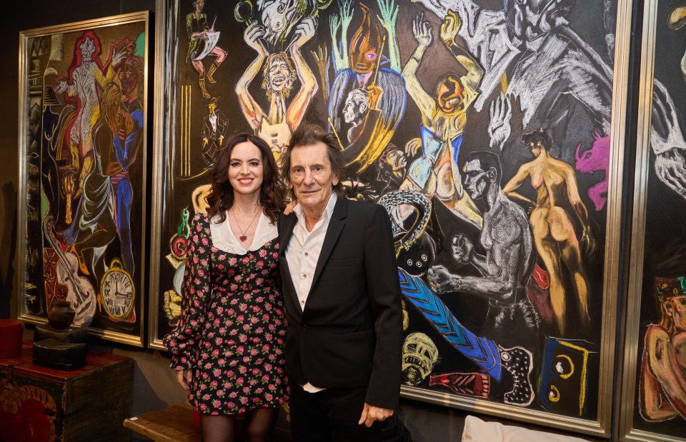 Ronnie Wood was joined by wife Sally at an exhibition of his work at the Andrew Martin shop in West London