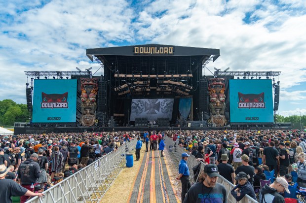 a large crowd is gathered at a download festival