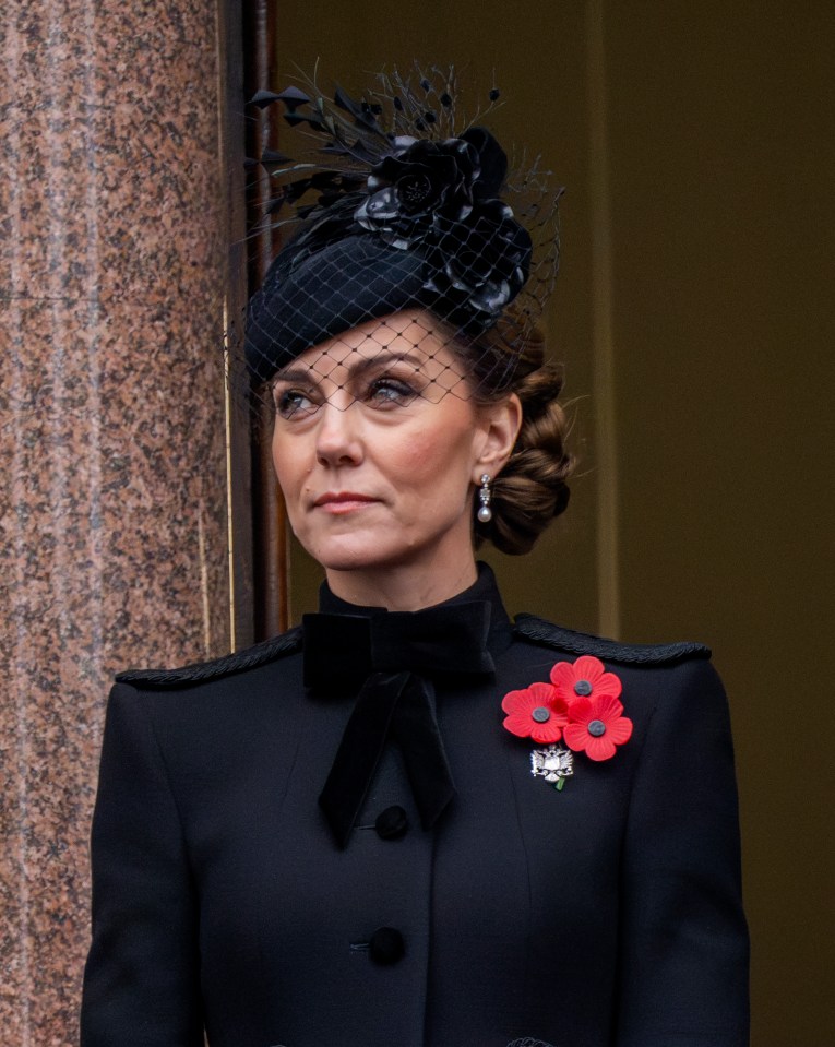 The Princess of Wales, 42, at Remembrance Sunday in central London