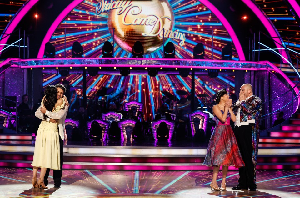 Shayne Ward and Nancy Xu with Wynne Evans and his professional dance partner Katya Jones in the dance off