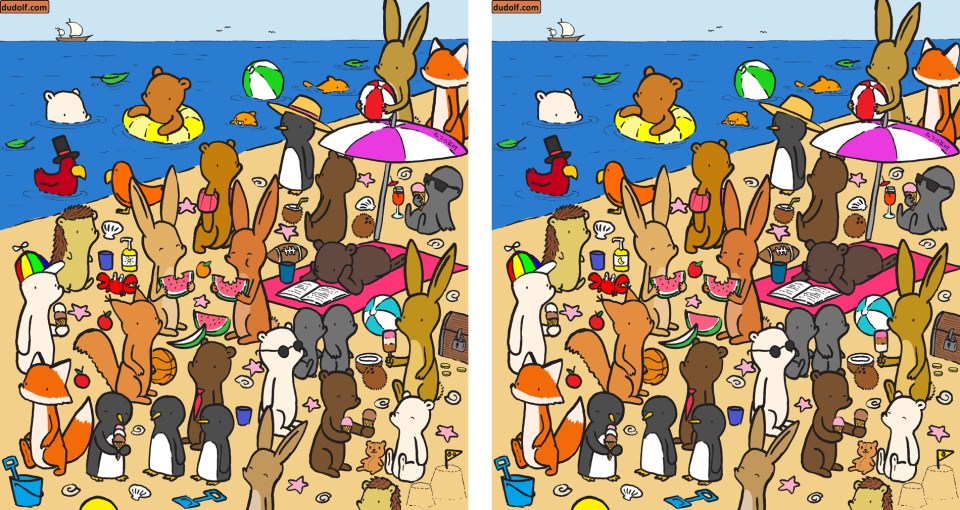 Try and spot the seven differences in this beach scene