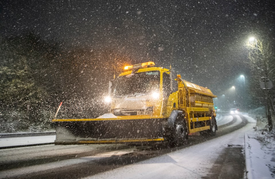 Gritters and snow-ploughing lorries were also seen in the area