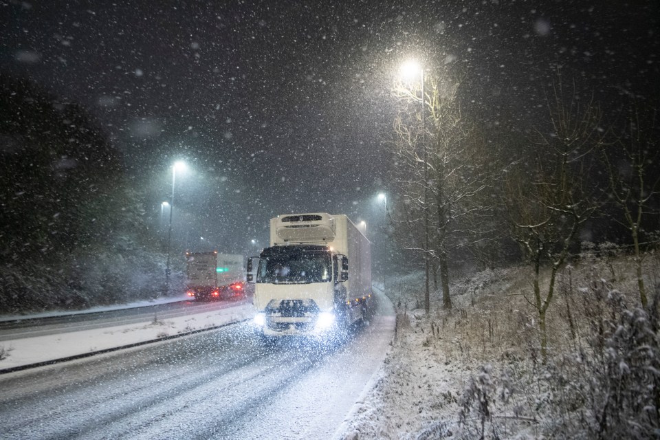 Snow has piled up on the roadsides in Yorkshire