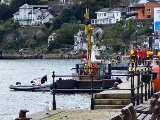 A car has plunged into the water in Dartmouth with the driver still inside