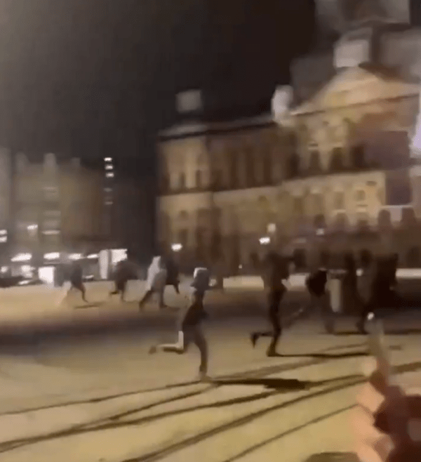 Footage showed a mob chasing Israeli football fans through the streets