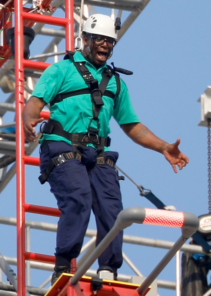 Ian Wright screams while taking on the challenge in 2019