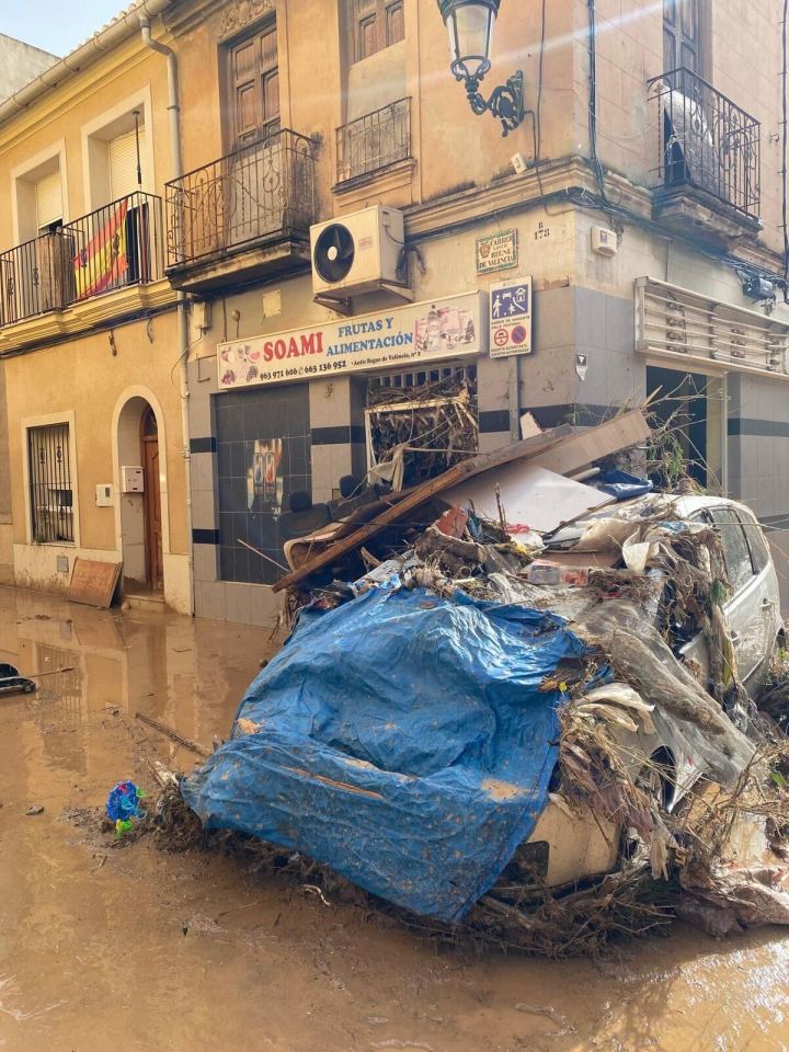 Piles of debris had been swept away in the floods