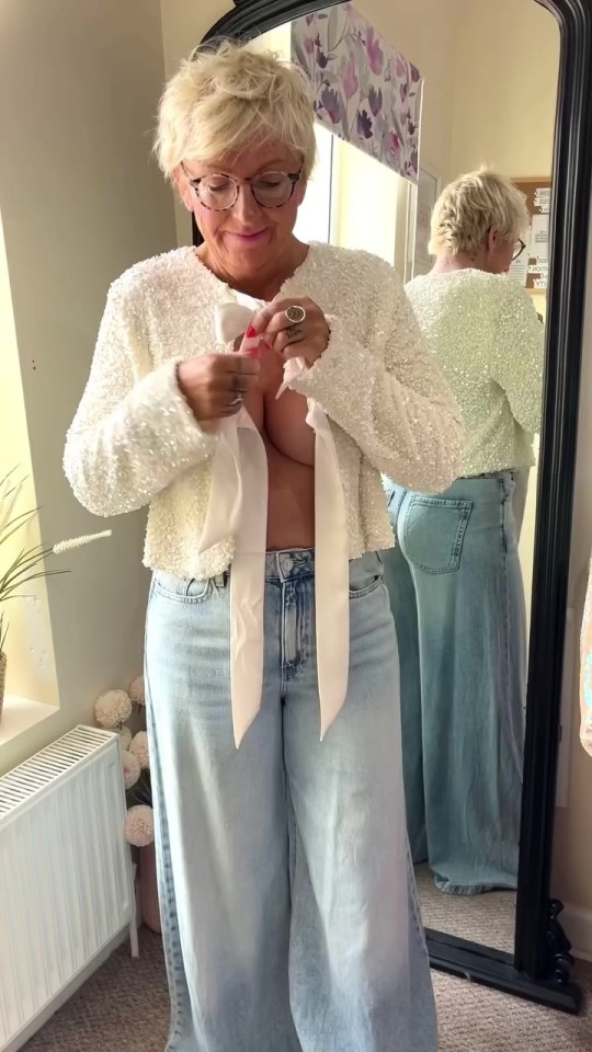 Annie took to Instagram to share a video of herself trying on a white top from Tesco