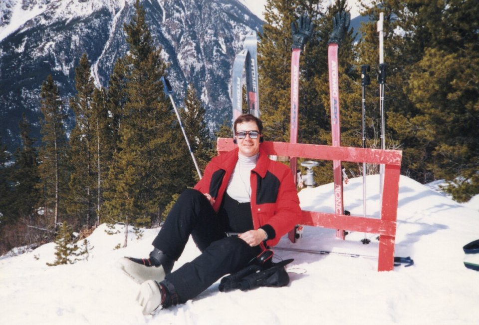 Robert struggled after an accident in 1997 - pictured here in 1982 skiing in the Rocky Mountains