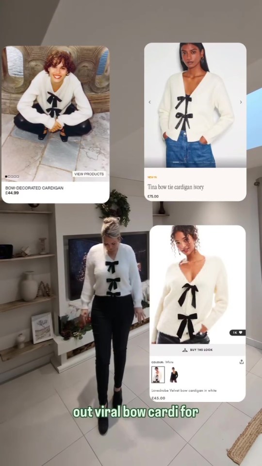 Becky impressed followers with her replica of the bow cardi, which a number of retailers have versions of