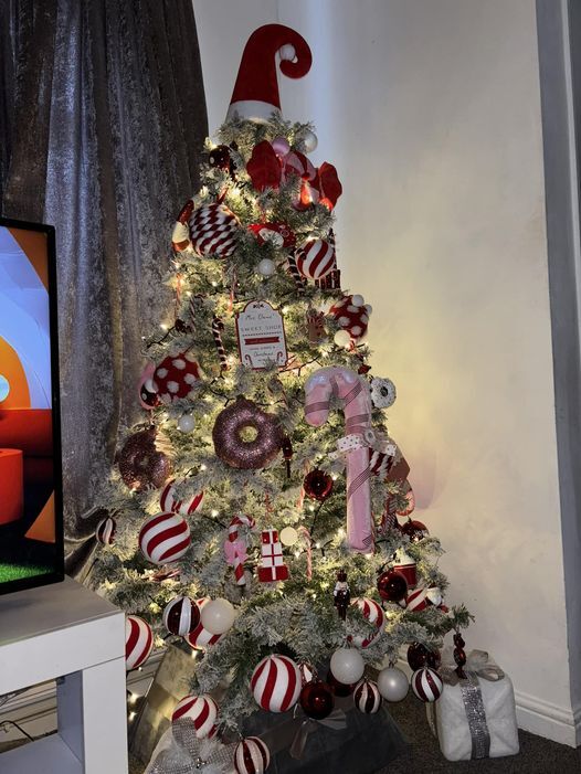 A mum shared a photo of her Christmas tree, pictured, on Facebook after decorating it with bargain buys