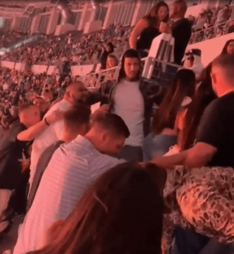 A further incident saw a huge crowd of fans shouting at each other in the stands