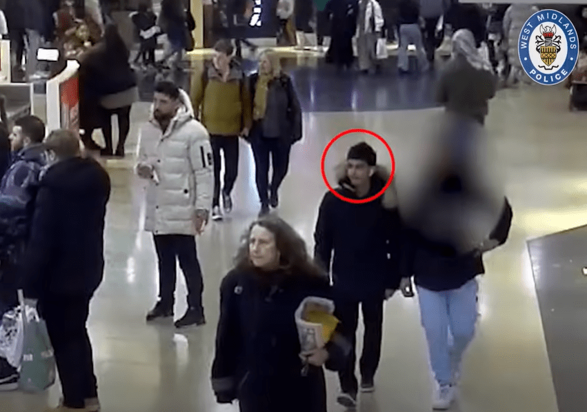 CCTV shows the teen and his friend walking through the Bullring shopping centre