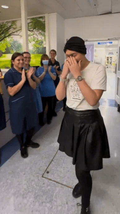 Amy shared an emotional video of her ringing the bell after chemo