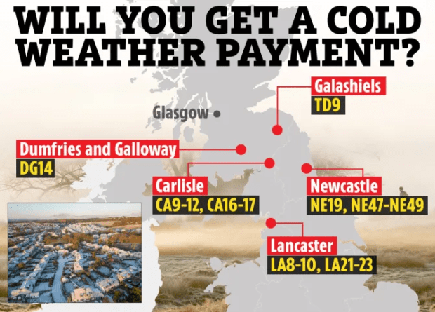 a map that says will you get a cold weather payment