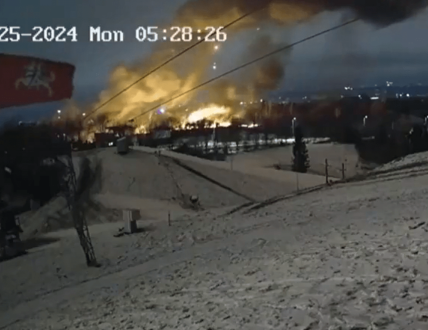 Fires continued to rage following the initial explosion