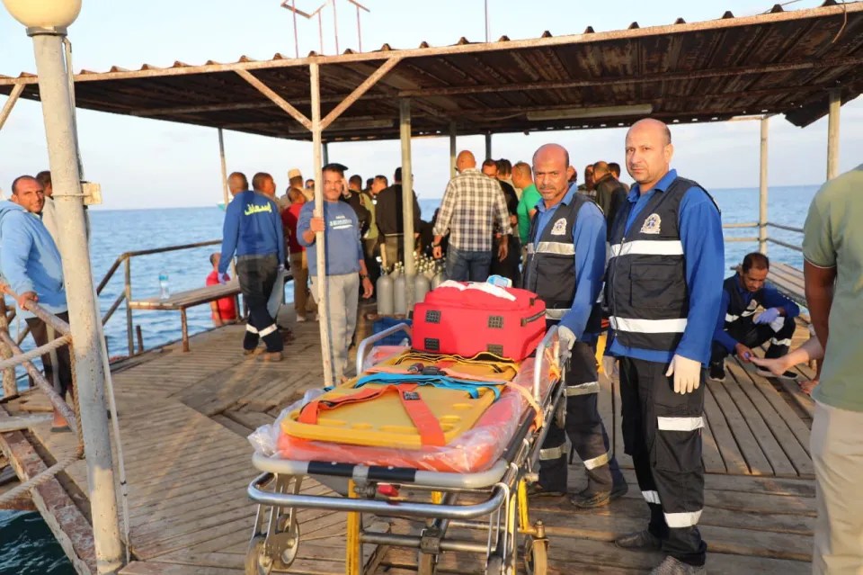 Medics waiting off the coast off the Egyptian coast looking for survivors