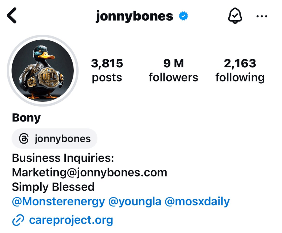 Jon Jones trolled Tom Aspinall and MMA fans by changing his Instagram profile picture to a picture of a duck with a UFC title