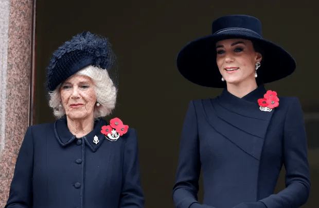 Queen Camilla with Princess Kate on Remembrance Sunday in 2022