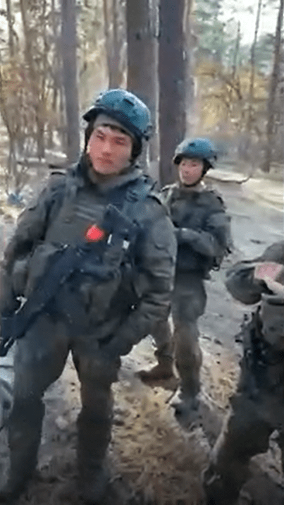 In one clip the soldiers appear to be practising speaking Russian