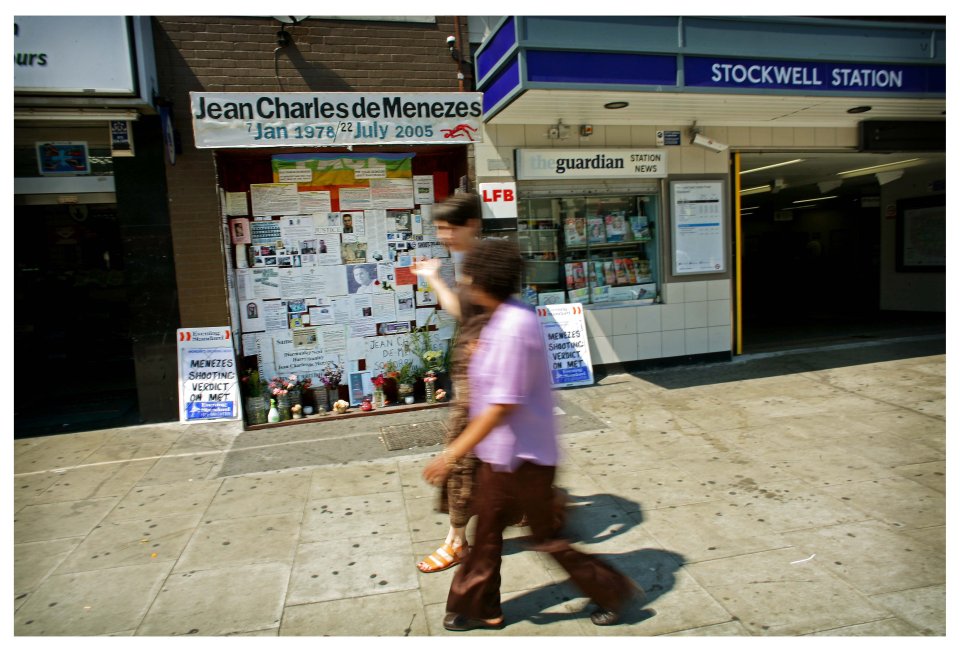 A memorial to Jean Charles outside Stockwell tube station