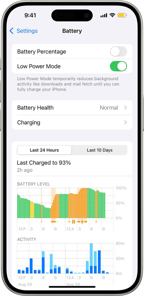 The iPhone's Low Power Mode will turn your battery indicator yellow