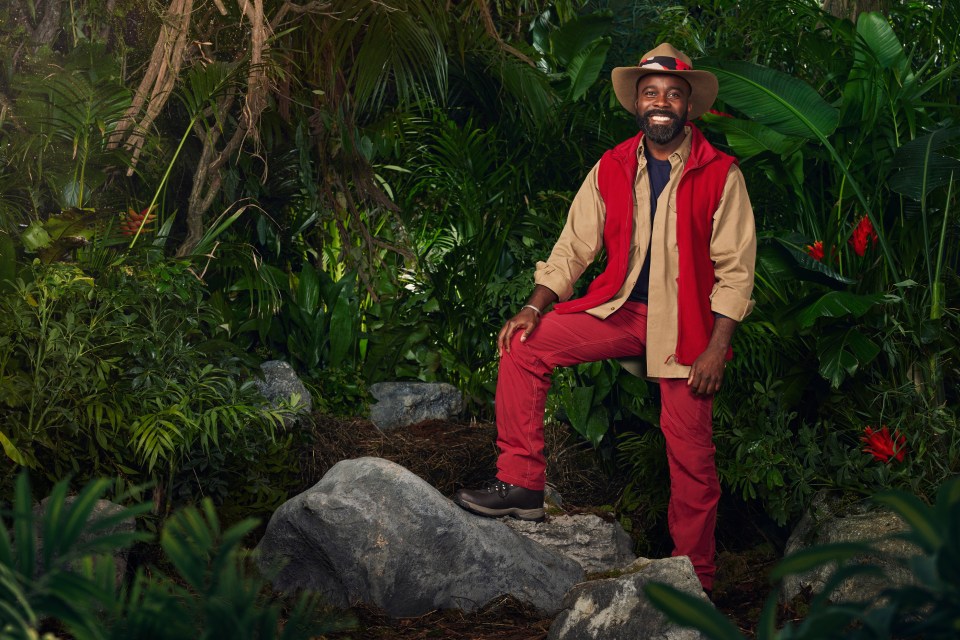 Melvin Odoom was all smiles after slipping into his camping clothes