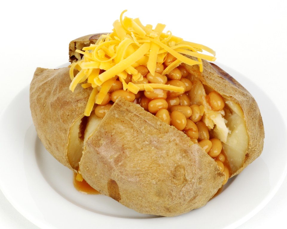 Guests were given just one jacket potato for the wedding meal