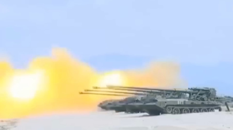 The scary video shows the power of the tank guns