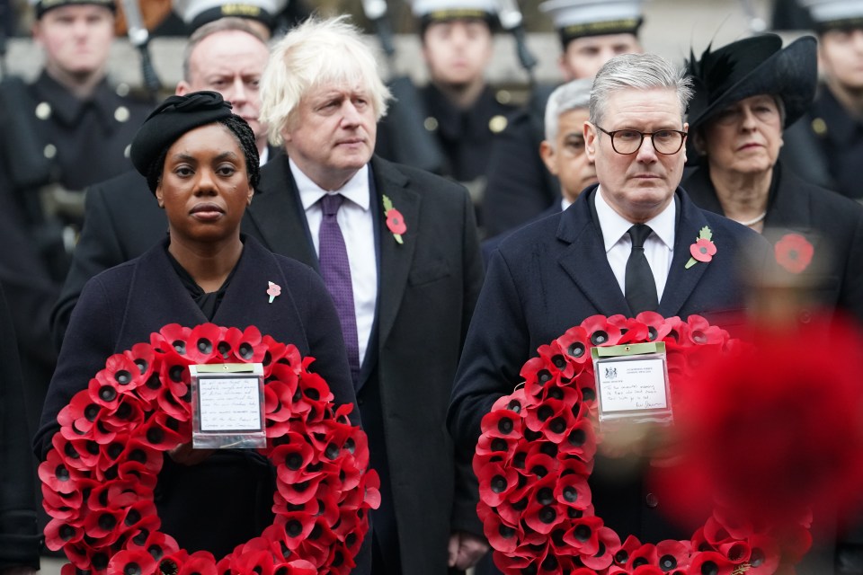 PM Sir Keir Starmer and the Leader of the Opposition Kemi Badenoch laid wreaths