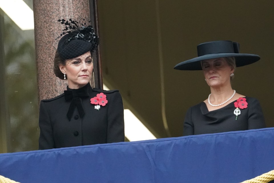 Kate watched, as is tradition, from above on the nearby FCDO balcony overlooking Whitehall