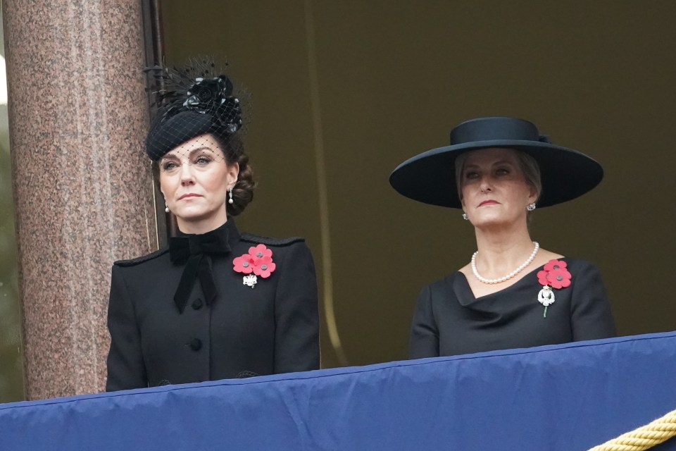 The princess watched commemorations with Sophie Wessex