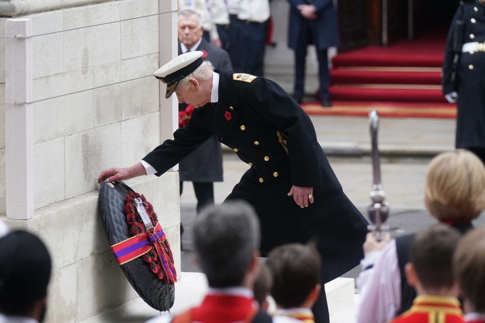 King Charles III during the Remembrance Sunday service