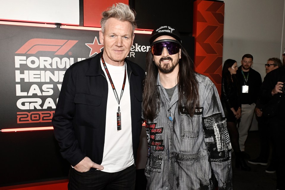 Gordon Ramsay and Steve Aoki at the Vegas Grand Prix