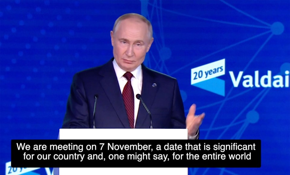 Putin's last definitive appearance was at the Valdai Forum in Sochi on 7 November