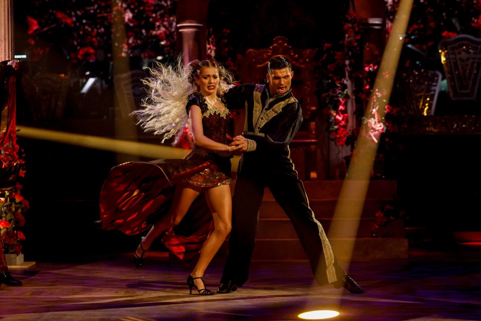 Tasha Ghouri and Aljaz Skorjanec were top of the table for their routine in the northern seaside town