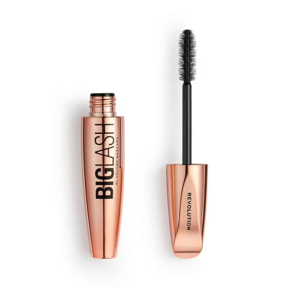 a bottle of revolution biglash mascara on a white background