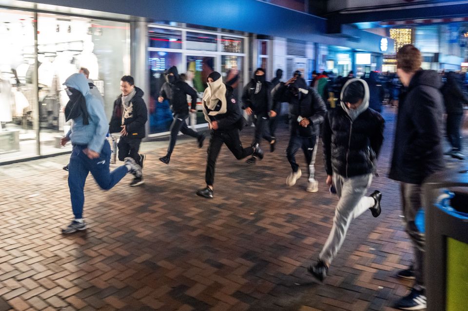 Rioters ran through the streets amid disturbing clashes in Amsterdam last week