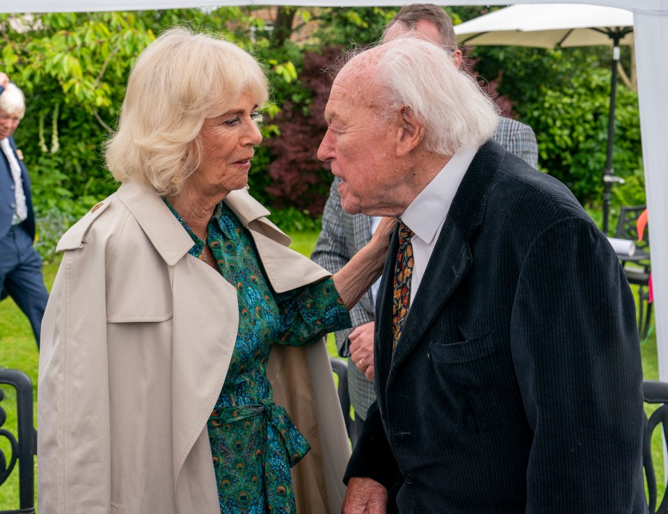 Timothy with Queen Camilla at a garden party