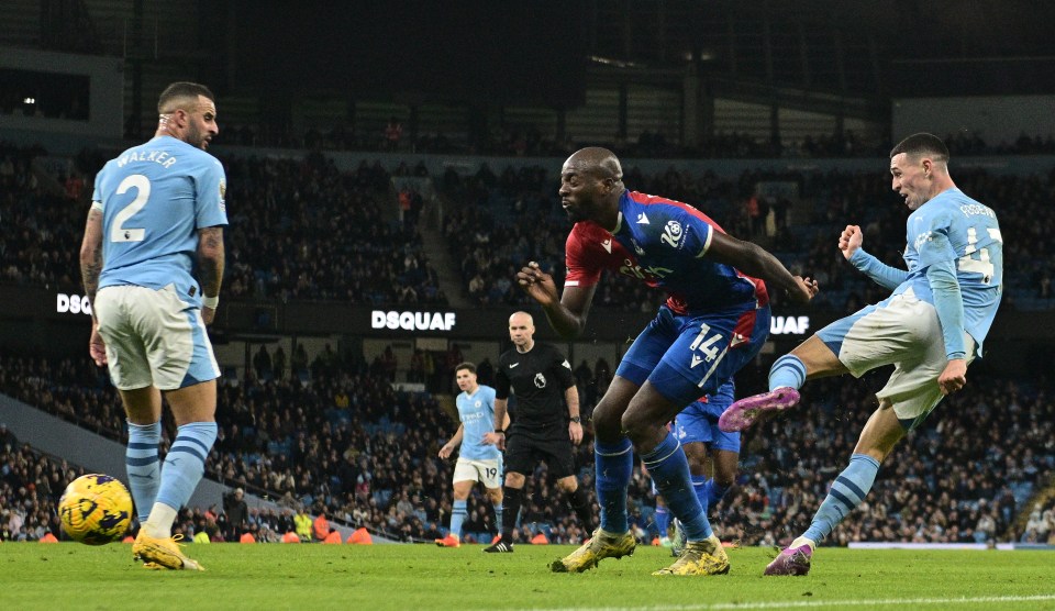 Foden fouled Jean-Philippe Mateta in the box to give away an injury time penalty