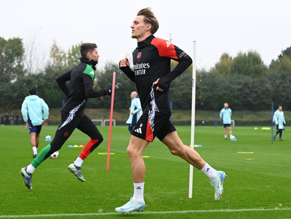 Martin Odegaard trained with his team-mates this morning