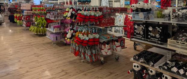 a display of christmas decorations in a store