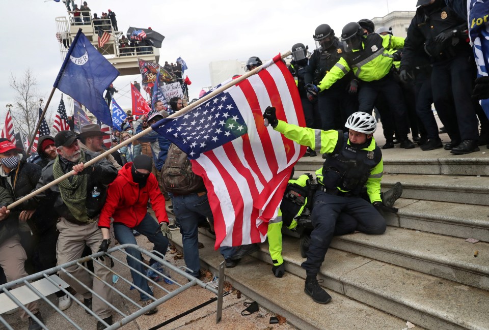 Protesters stormed the police barrier surrounding the Capitol building during the riots in 2021