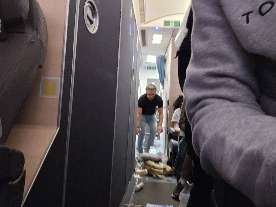 Passengers were left picking up their belongings after the turbulence stopped